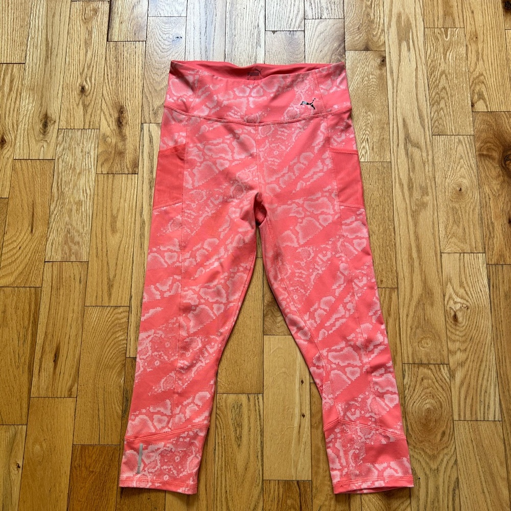 Puma Pink Leggings with Stretchy Floral Design